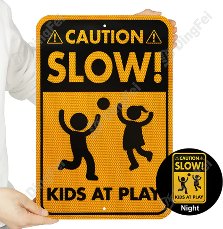  Caution Slow Down Kids At Play Aluminum Warning Sign - 